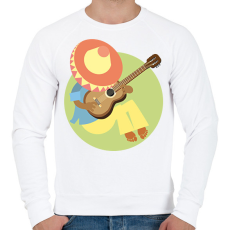 PRINTFASHION Mexikó-sombrero-gitár - Férfi pulóver - Fehér