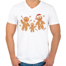 PRINTFASHION Mézeskalács család - Férfi V-nyakú póló - Fehér férfi póló