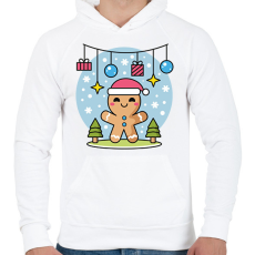 PRINTFASHION Mézeskalács - Férfi kapucnis pulóver - Fehér