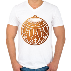 PRINTFASHION Mézeskalács gömb - Férfi V-nyakú póló - Fehér