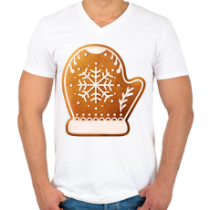 PRINTFASHION Mézeskalács kesztyű - Férfi V-nyakú póló - Fehér