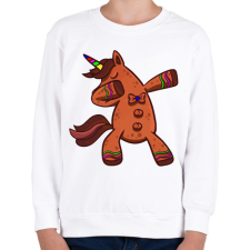 PRINTFASHION Mézeskalács unikornis táncol - Gyerek pulóver - Fehér gyerek pulóver, kardigán