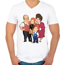 PRINTFASHION Mézga család! - Férfi V-nyakú póló - Fehér férfi póló