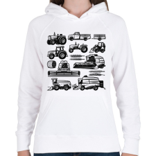 PRINTFASHION Mezőgazdasági gépek  - Női kapucnis pulóver - Fehér női pulóver, kardigán