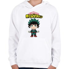 PRINTFASHION MHA Izuku Midoriya - Gyerek kapucnis pulóver - Fehér gyerek pulóver, kardigán