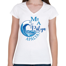 PRINTFASHION Mi a pálya, apálya? - Női V-nyakú póló - Fehér