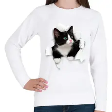 PRINTFASHION mi cicánk kitőr - Női pulóver - Fehér