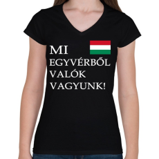 PRINTFASHION Mi egyvérből valók vagyunk! - Női V-nyakú póló - Fekete