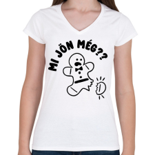 PRINTFASHION Mi jön még mézeskalács - Női V-nyakú póló - Fehér női póló