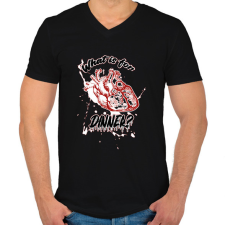 PRINTFASHION Mi lesz vacsorára? - Férfi V-nyakú póló - Fekete férfi póló