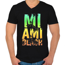 PRINTFASHION Miami beach - Férfi V-nyakú póló - Fekete férfi póló