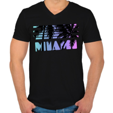 PRINTFASHION Miami  - Férfi V-nyakú póló - Fekete férfi póló