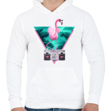PRINTFASHION Miami flamingo - Férfi kapucnis pulóver - Fehér férfi pulóver, kardigán