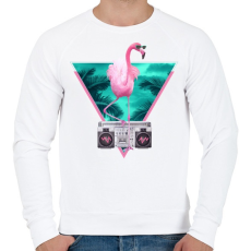 PRINTFASHION Miami flamingo - Férfi pulóver - Fehér