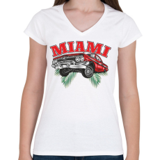 PRINTFASHION Miami lowrider - Női V-nyakú póló - Fehér