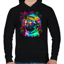 PRINTFASHION Miami mopsz - Férfi kapucnis pulóver - Fekete férfi pulóver, kardigán