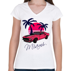 PRINTFASHION Miami  - Női V-nyakú póló - Fehér