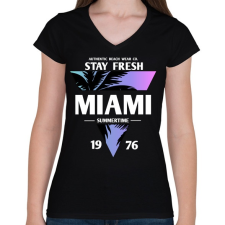 PRINTFASHION Miami  - Női V-nyakú póló - Fekete női póló