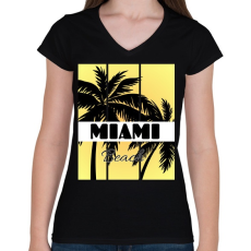 PRINTFASHION Miami  - Női V-nyakú póló - Fekete