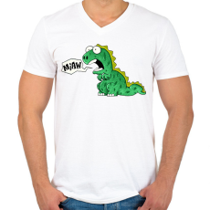 PRINTFASHION miaw dino - Férfi V-nyakú póló - Fehér
