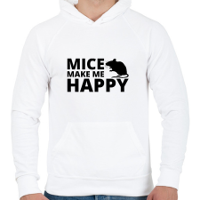 PRINTFASHION Mice make me happy - Férfi kapucnis pulóver - Fehér férfi pulóver, kardigán