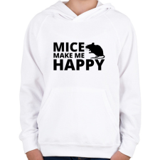 PRINTFASHION Mice make me happy - Gyerek kapucnis pulóver - Fehér gyerek pulóver, kardigán