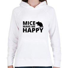 PRINTFASHION Mice make me happy - Női kapucnis pulóver - Fehér