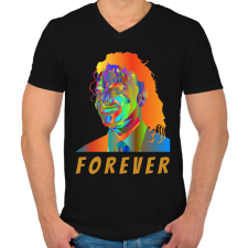 PRINTFASHION Michael Jackson - Férfi V-nyakú póló - Fekete férfi póló