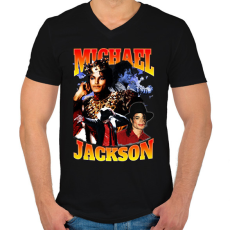 PRINTFASHION Michael Jackson - Férfi V-nyakú póló - Fekete