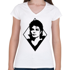 PRINTFASHION Michael Jackson - Női V-nyakú póló - Fehér női póló