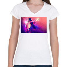 PRINTFASHION Michael-Jackson-Wallpaper-HD - Női V-nyakú póló - Fehér