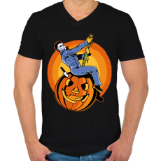 PRINTFASHION Michael Myers - Férfi V-nyakú póló - Fekete