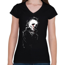 PRINTFASHION Michael Myers - Női V-nyakú póló - Fekete női póló