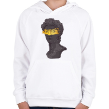 PRINTFASHION Michelangelo - Dávid szobor arannyal - Gyerek kapucnis pulóver - Fehér gyerek pulóver, kardigán