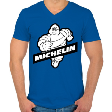 PRINTFASHION Michelin - Férfi V-nyakú póló - Királykék