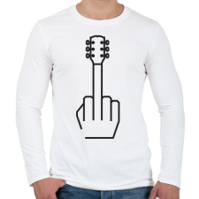 PRINTFASHION Middle finger - Gitáros minta - Férfi hosszú ujjú póló - Fehér férfi póló