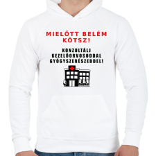 PRINTFASHION MIELŐTT BELÉM KÖTSZ2 - Férfi kapucnis pulóver - Fehér férfi pulóver, kardigán