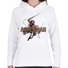 PRINTFASHION Mikasa minta (AOT) - Női kapucnis pulóver - Fehér női pulóver, kardigán