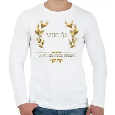 PRINTFASHION Miklós - Férfi hosszú ujjú póló - Fehér férfi póló