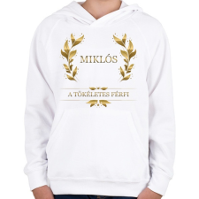 PRINTFASHION Miklós - Gyerek kapucnis pulóver - Fehér gyerek pulóver, kardigán