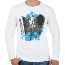 PRINTFASHION Mikrofon - Férfi hosszú ujjú póló - Fehér férfi póló