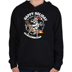 PRINTFASHION Mikulás az űrben - Gyerek kapucnis pulóver - Fekete