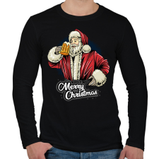 PRINTFASHION mikulás - Férfi hosszú ujjú póló - Fekete férfi póló