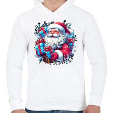 PRINTFASHION Mikulás - Férfi kapucnis pulóver - Fehér