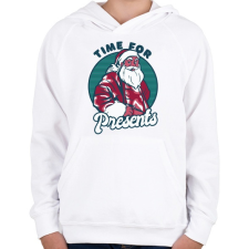 PRINTFASHION Mikulás - ideje ajándékozni - Gyerek kapucnis pulóver - Fehér gyerek pulóver, kardigán