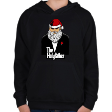 PRINTFASHION Mikulás keresztapa - Gyerek kapucnis pulóver - Fekete gyerek pulóver, kardigán