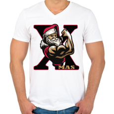 PRINTFASHION Mikulás kigyúrva XMAS - Férfi V-nyakú póló - Fehér