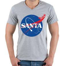 PRINTFASHION Mikulás NASA - Férfi V-nyakú póló - Sport szürke