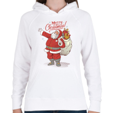 PRINTFASHION Mikulás - Női kapucnis pulóver - Fehér női pulóver, kardigán