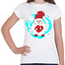 PRINTFASHION Mikulás szívvel hóesésben - Női póló - Fehér női póló